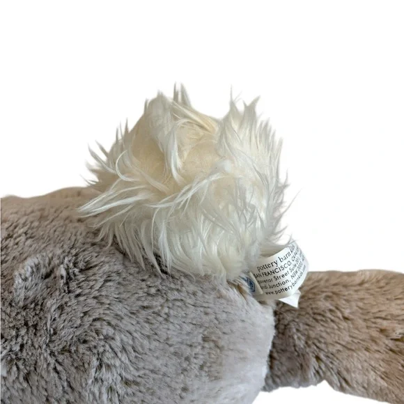 Pottery Barn Kids Fluffy Bunny Plush Embroidered Taupe and Cream 18” - Picture 5 of 6